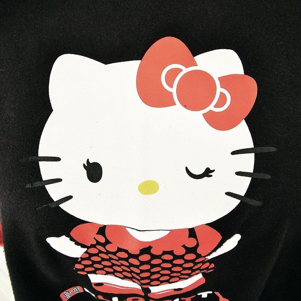 Hello Kitty Juniors XL Black Red Baseball Pajama Top 10s Y2K - Picture 4 of 5